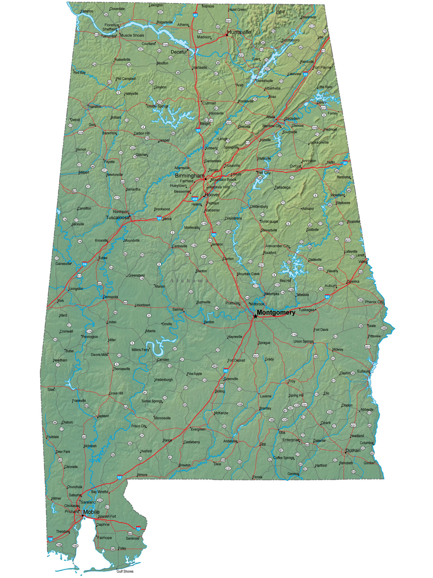 Map of Alabama, Alabama Maps - Mapsof.net